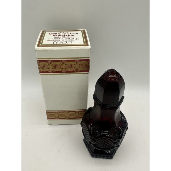 Avon 1876 Cape Cod Collection Red Salt Shaker Topaze Cologne Bottle Half Full - Picture 1 of 5